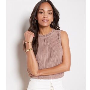 Evereve Mauve Pleated Sleeveless Blouse